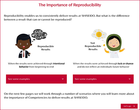 Shiseido E-learning importance of reproducability screen