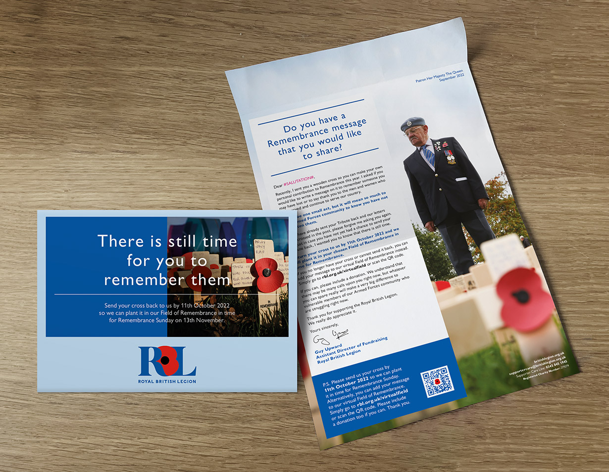 RBL Remembrance direct mail outer and inner