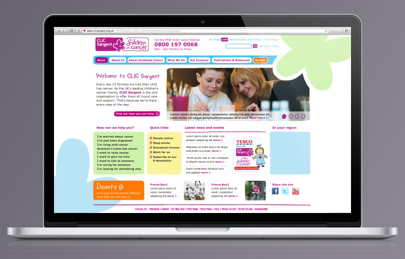CLIC Sargent homepage redesign