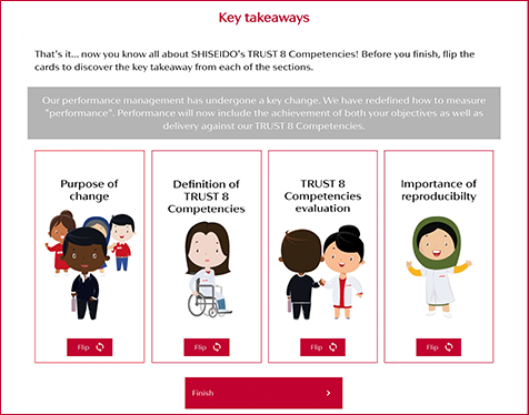 Shiseido E-learning key takeaways screen
